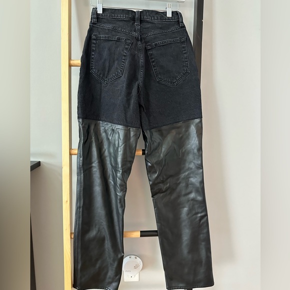 90’s Straight Ultra High Rise Curve Love Black Leather Jeans - Picture 2 of 2